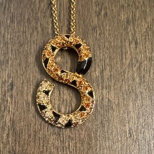 Swarovski Year of the Snake “S” Crystal Necklace Gold Tone Initial Pendant